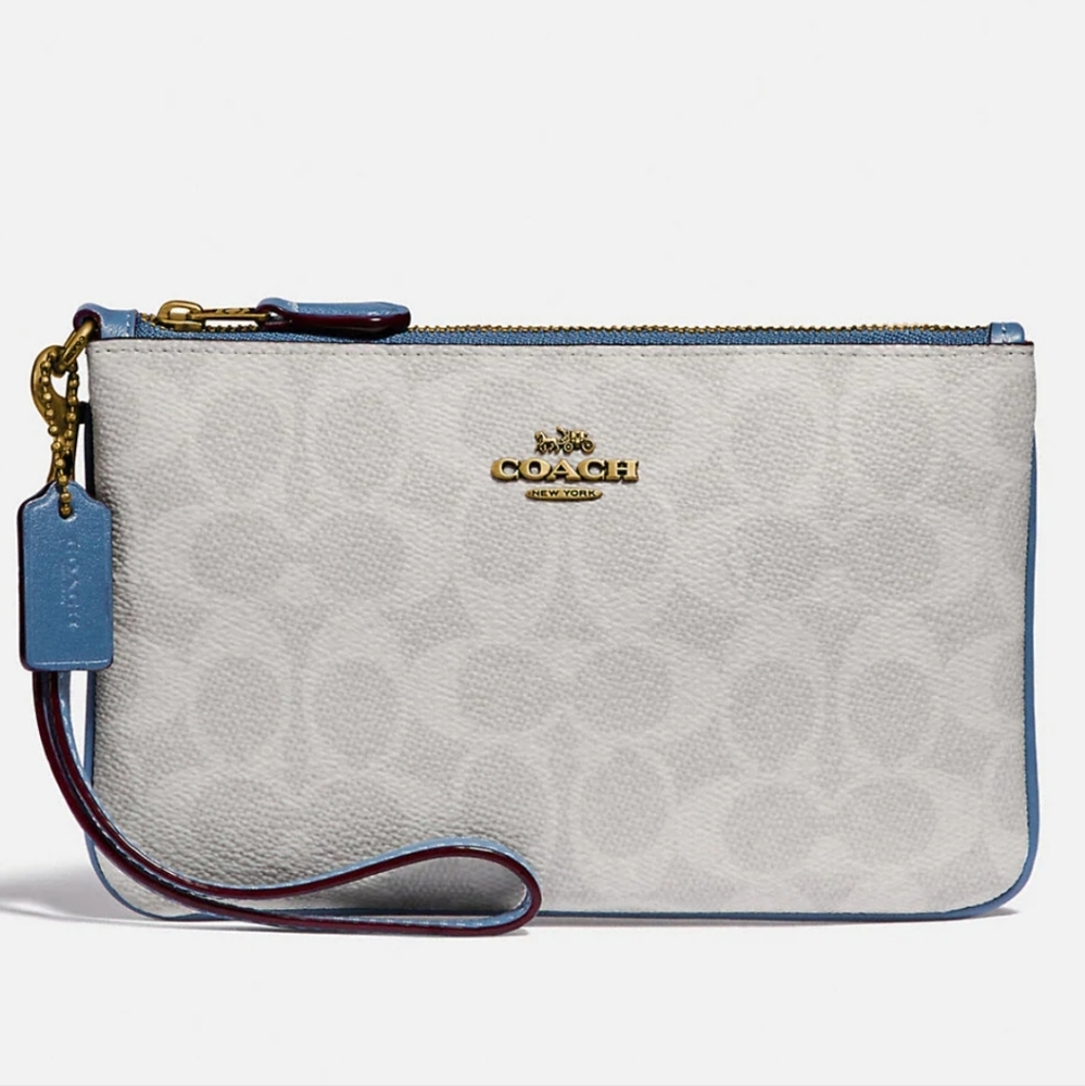 Coach  Wristlet In Blocked Signature Canvas
